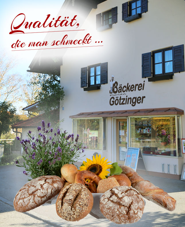 Gebäude der Bäckerei Götzinger mit Brotkorb